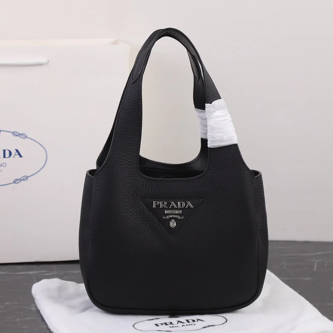 Prada Bags PRA 18 DYNAMIQUE LOGO TOTE BAG IN BLACK CALFSKIN - Certified Pre-Owned Luxury