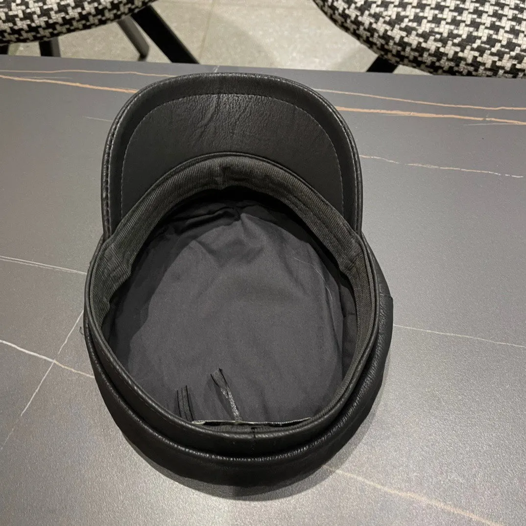 Baker Boy Cap In Black Calfskin 420946 view 3