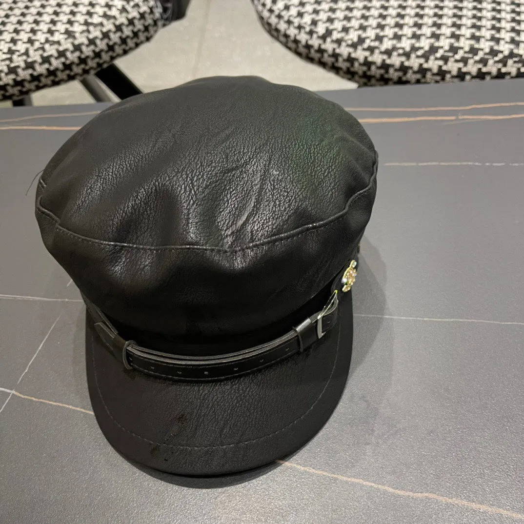 Baker Boy Cap In Black Calfskin 420946 view 5