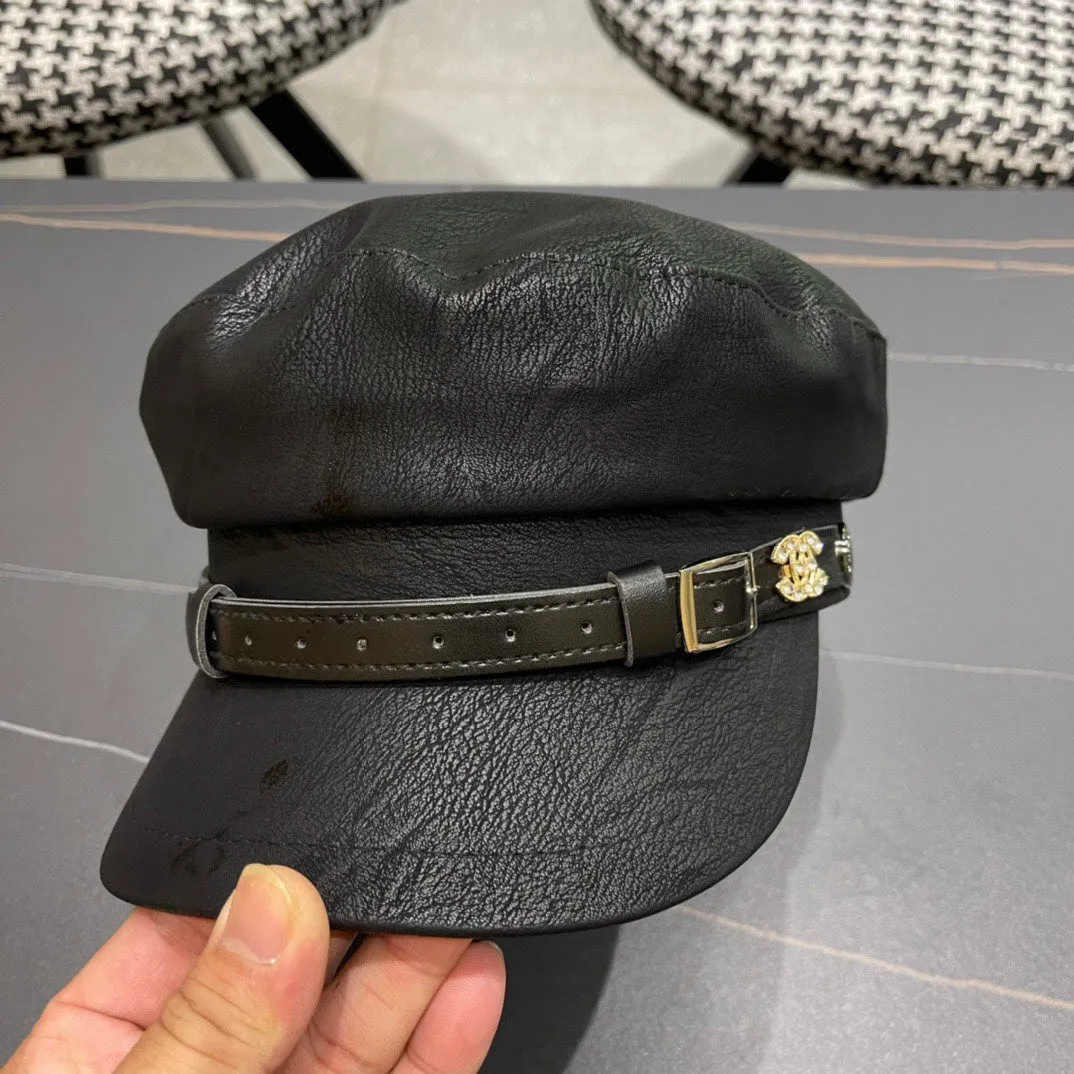 Baker Boy Cap In Black Calfskin 420946 view 8