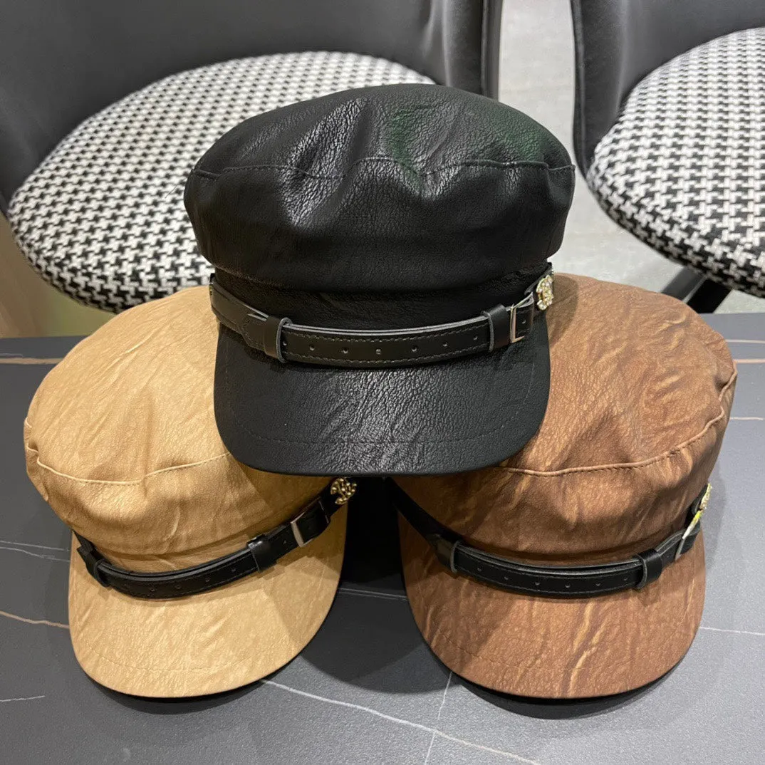 Baker Boy Cap In Peanut Brown Calfskin 420948 view 4