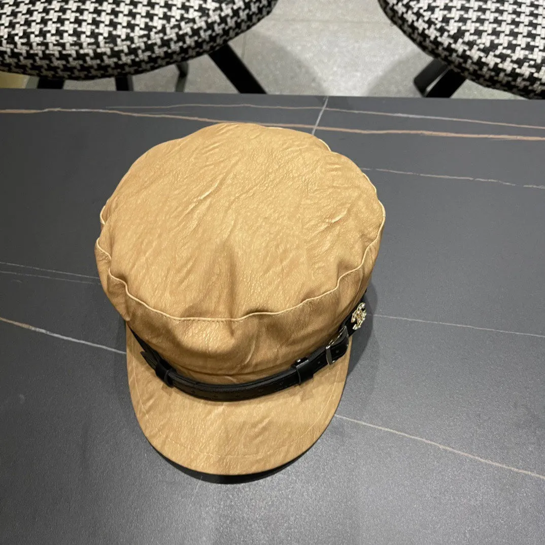 Baker Boy Cap In Peanut Brown Calfskin 420948 view 5