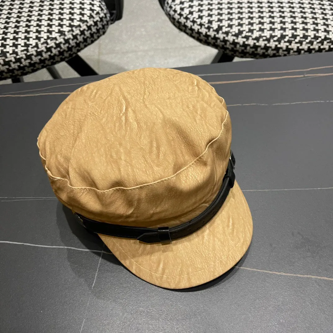 Baker Boy Cap In Peanut Brown Calfskin 420948 view 6