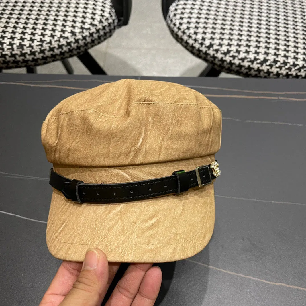 Baker Boy Cap In Peanut Brown Calfskin 420948 view 8