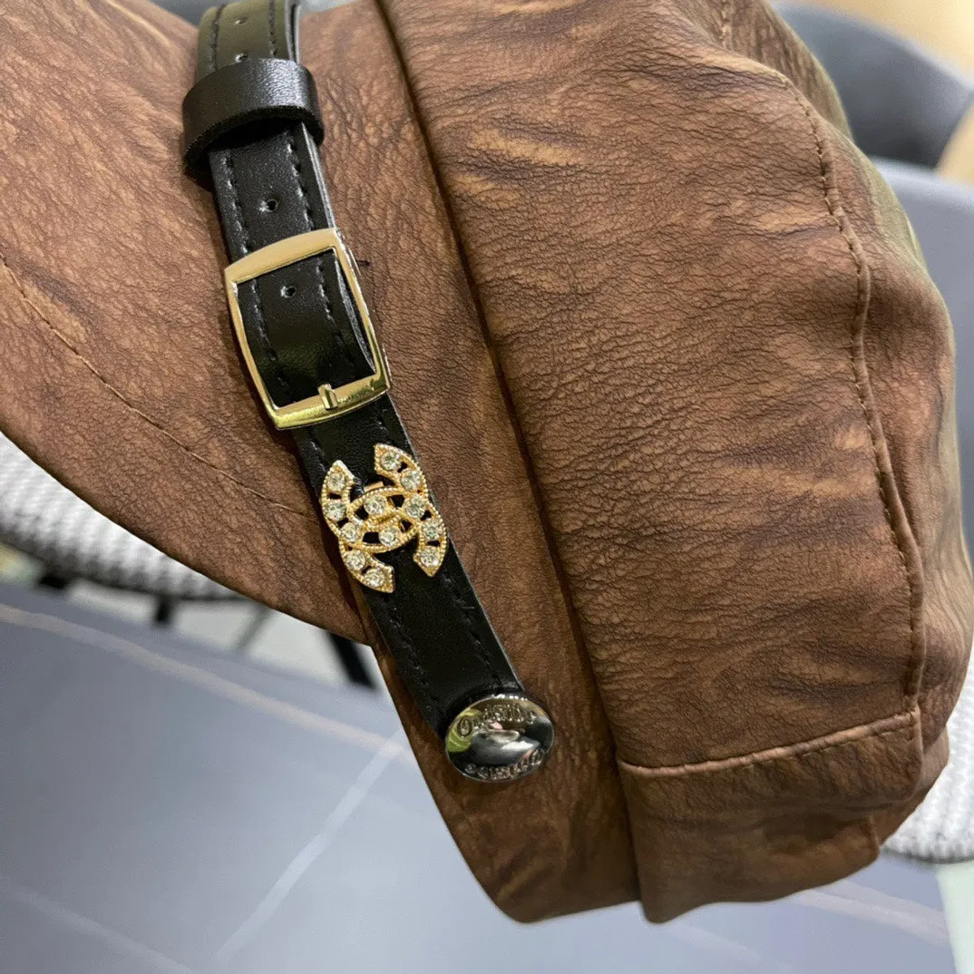 Baker Boy Cap In Pecan Brown Calfskin 420947 - Main View