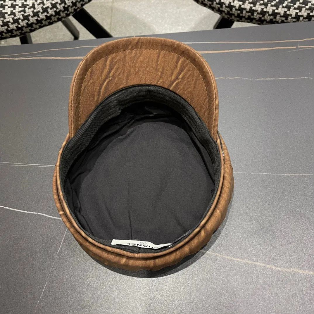 Baker Boy Cap In Pecan Brown Calfskin 420947 view 2