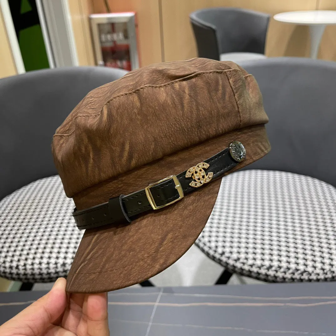 Baker Boy Cap In Pecan Brown Calfskin 420947 view 7