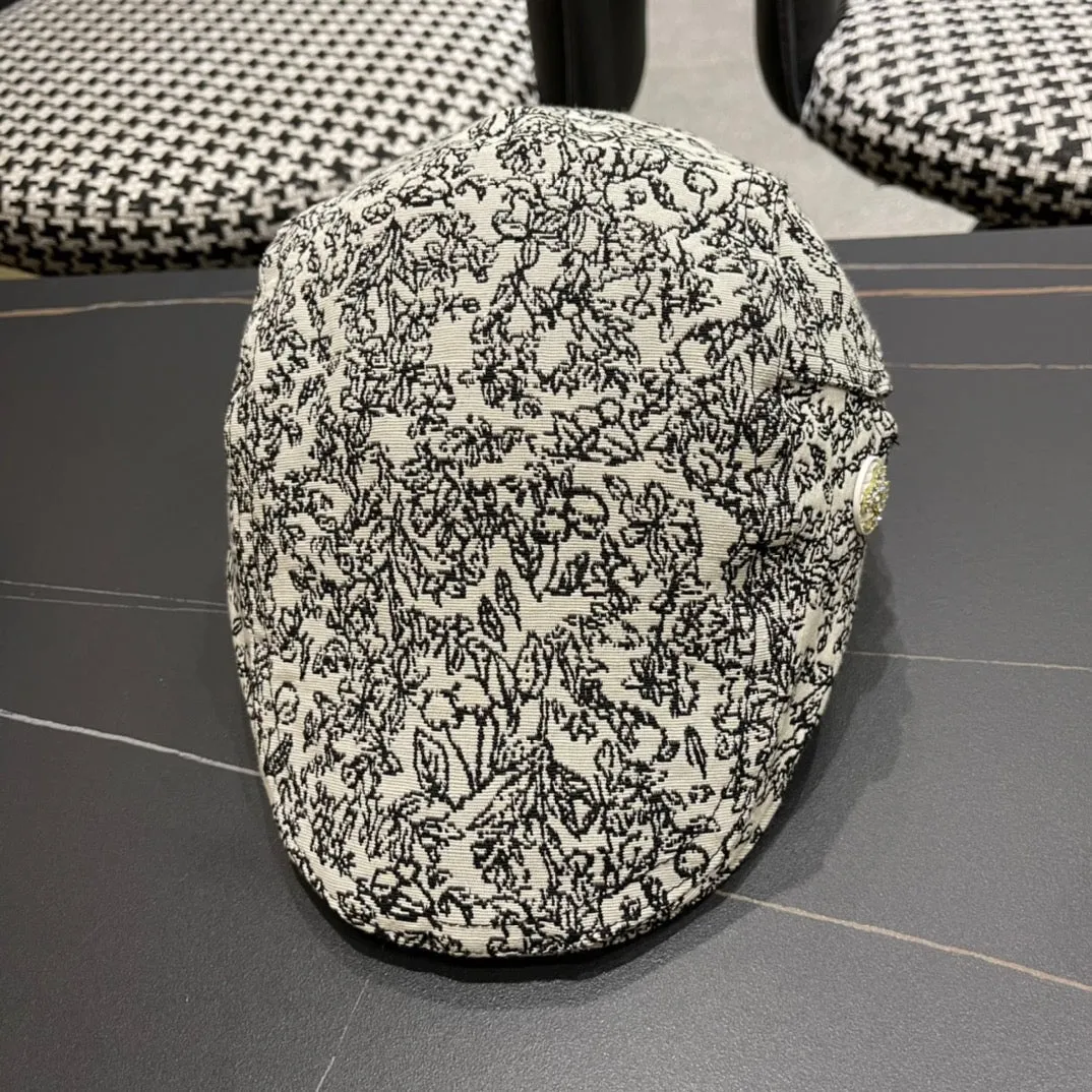 Baker Boy Cap In White Mix Black Fabric 431518 view 3