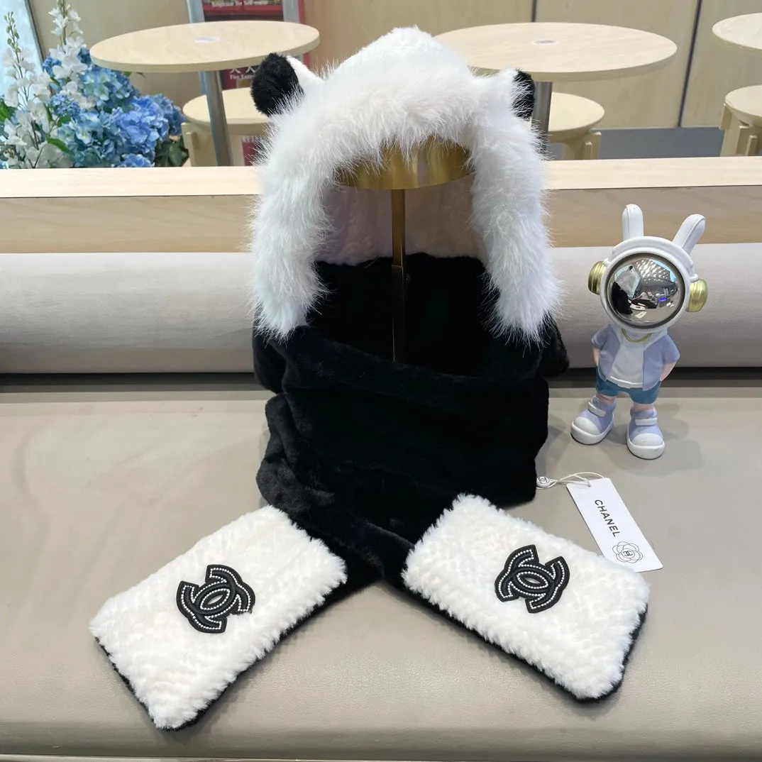 Balaclava Hat In Black Mix White Fleece 422216 view 3