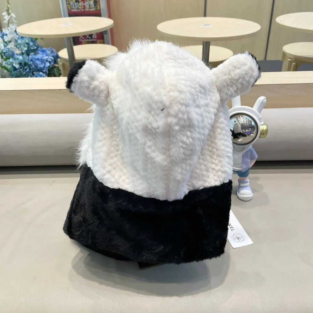 Balaclava Hat In Black Mix White Fleece 422216 view 4