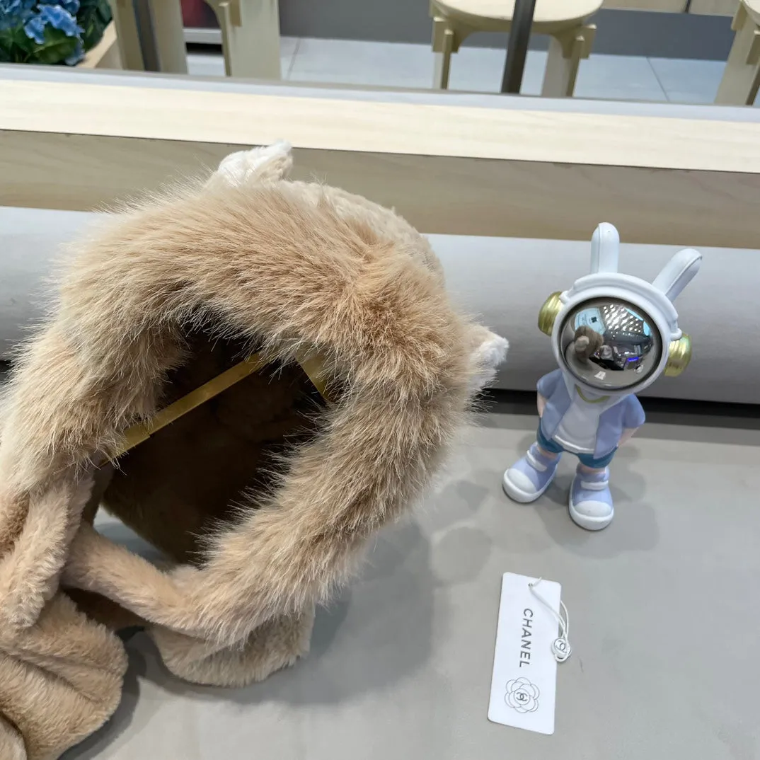 Balaclava Hat In Camel Beige Mix White Fleece 422215 view 6