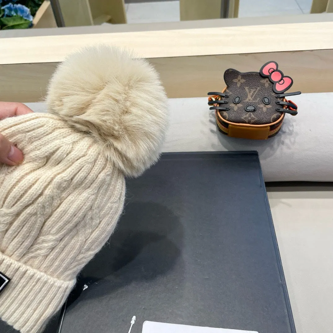Beanie Hat In Beige Wool 422178 view 7