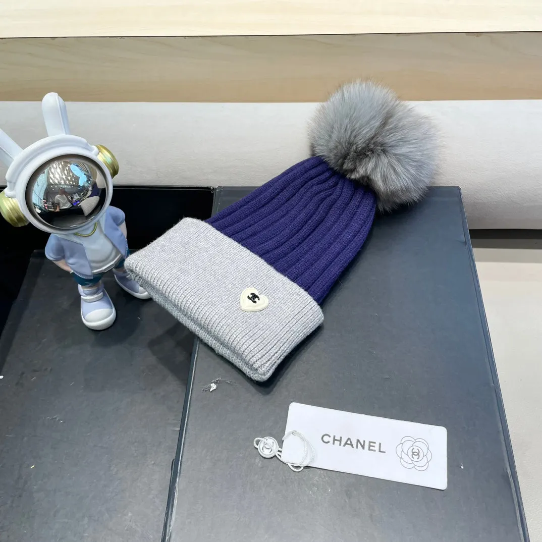 Beanie Hat In Berry Blue Mix Light Gray Wool 421052 - Main View