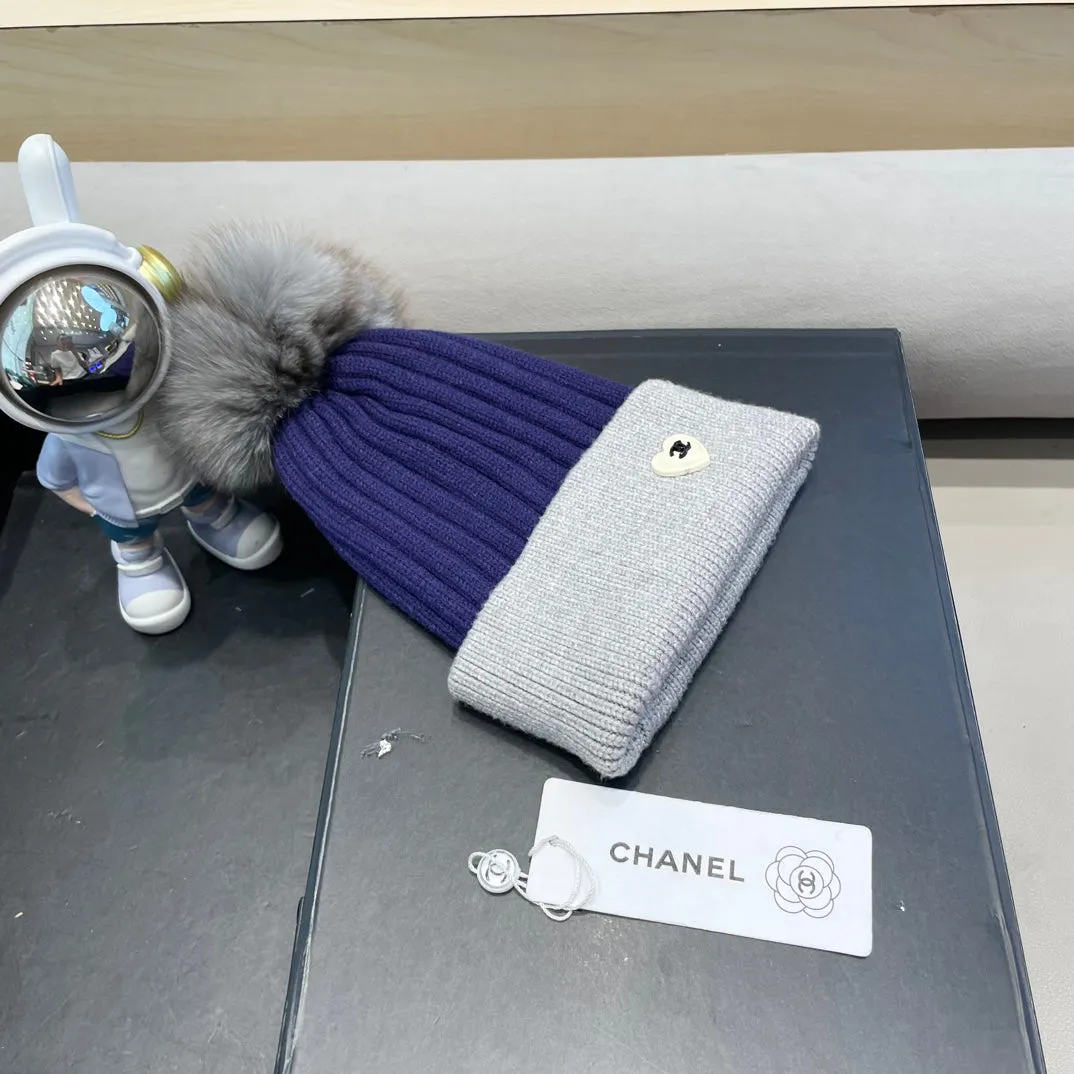 Beanie Hat In Berry Blue Mix Light Gray Wool 421052 view 2
