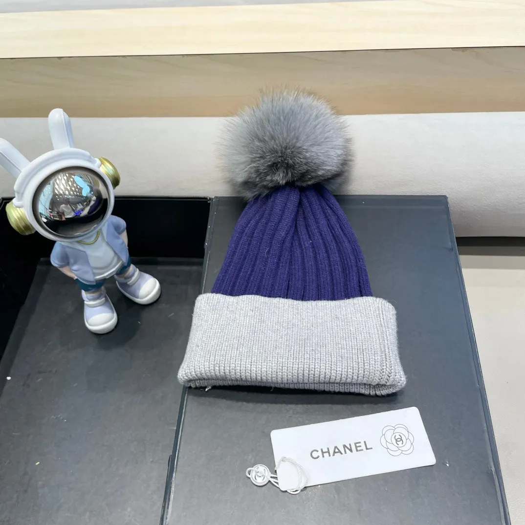 Beanie Hat In Berry Blue Mix Light Gray Wool 421052 view 3