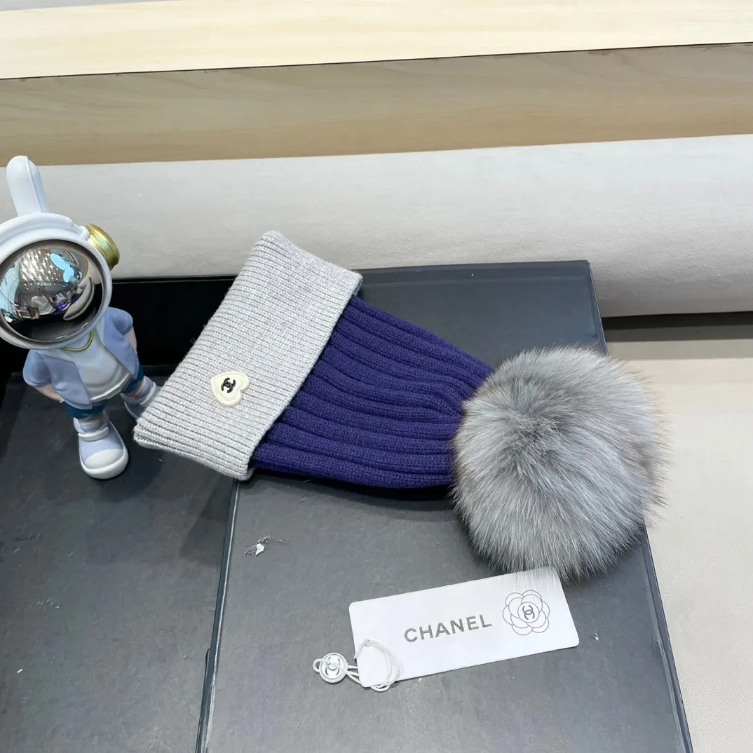 Beanie Hat In Berry Blue Mix Light Gray Wool 421052 view 4