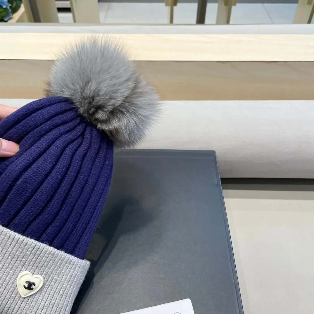Beanie Hat In Berry Blue Mix Light Gray Wool 421052 view 6