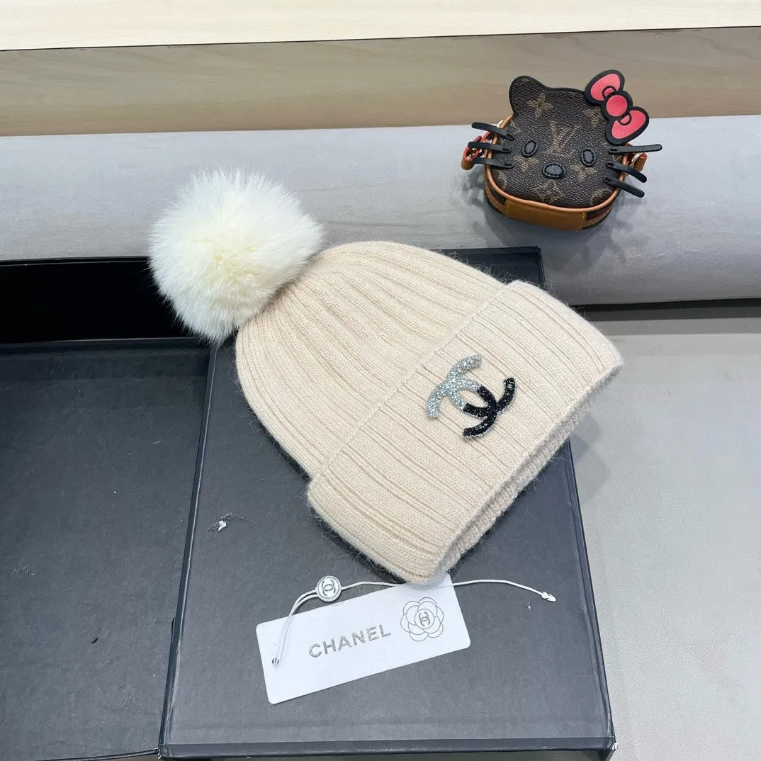 Beanie Hat In Bisque Beige Wool 426236 view 2