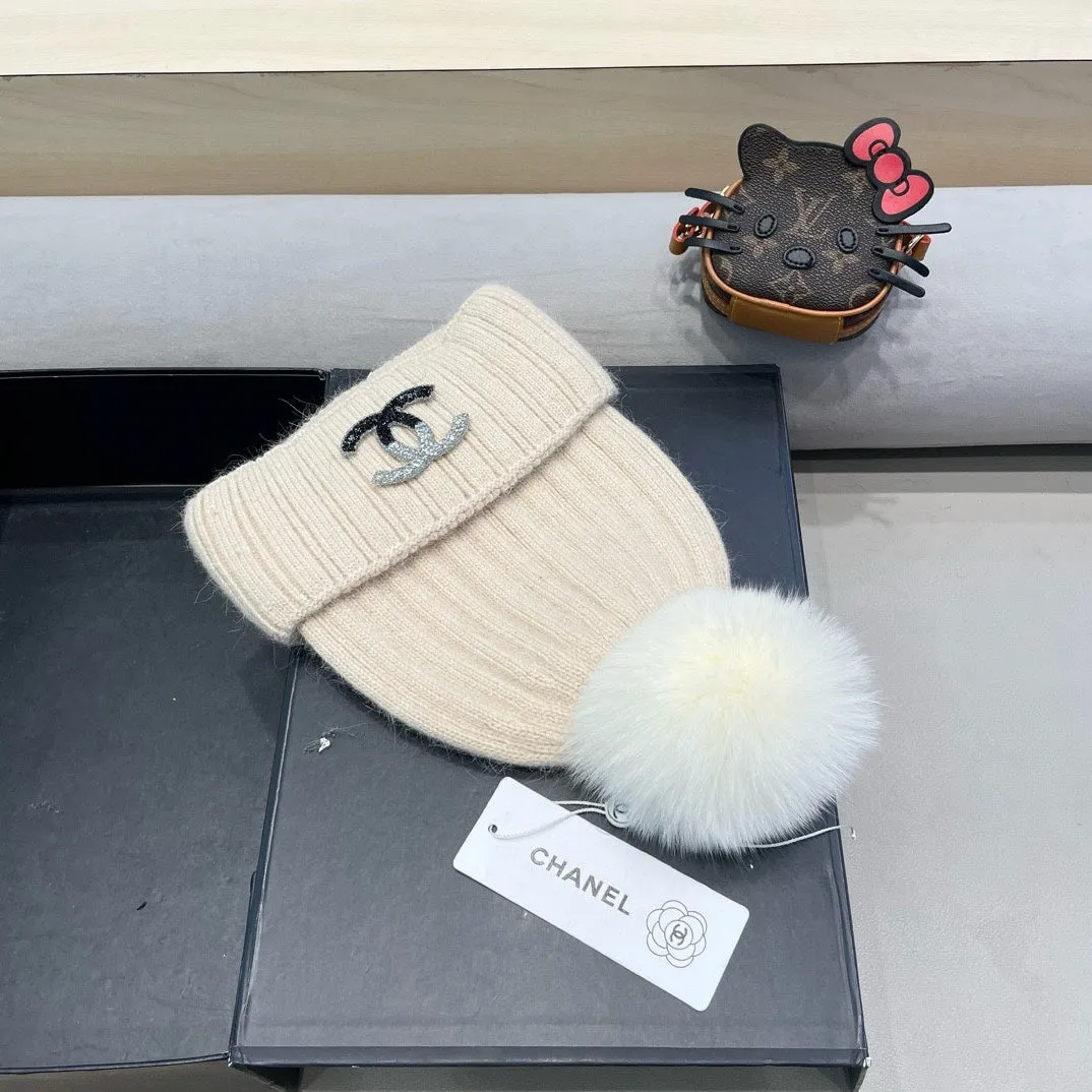 Beanie Hat In Bisque Beige Wool 426236 view 3