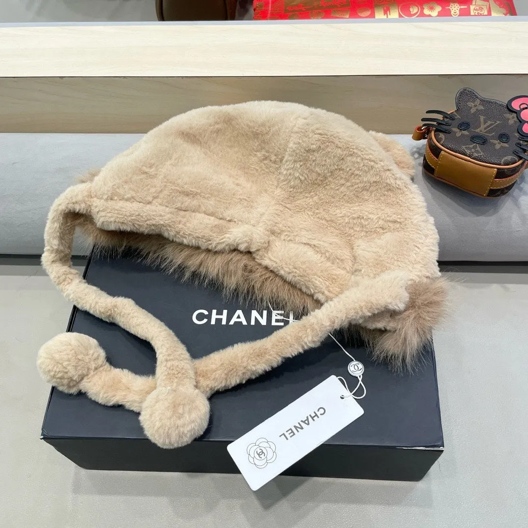 Beanie Hat In Camel Brown Lamb Fur 426238 view 4