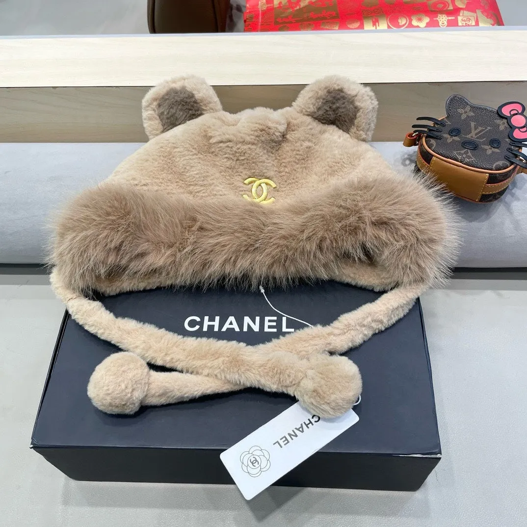 Beanie Hat In Camel Brown Lamb Fur 426238 view 5