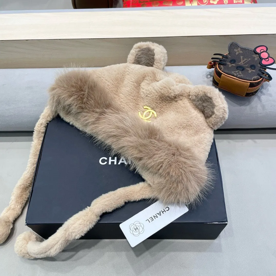 Beanie Hat In Camel Brown Lamb Fur 426238 view 7