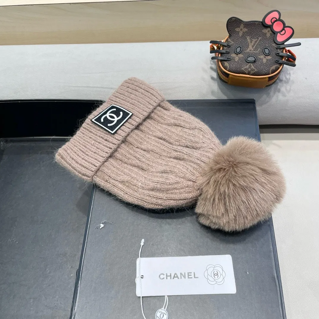 Beanie Hat In Light Brown Wool 422175 view 2