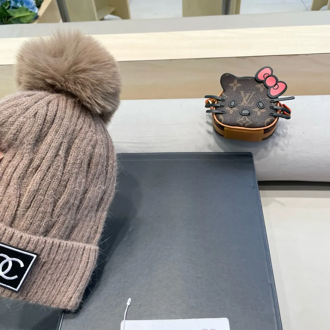 Beanie Hat In Light Brown Wool 422175 view 4