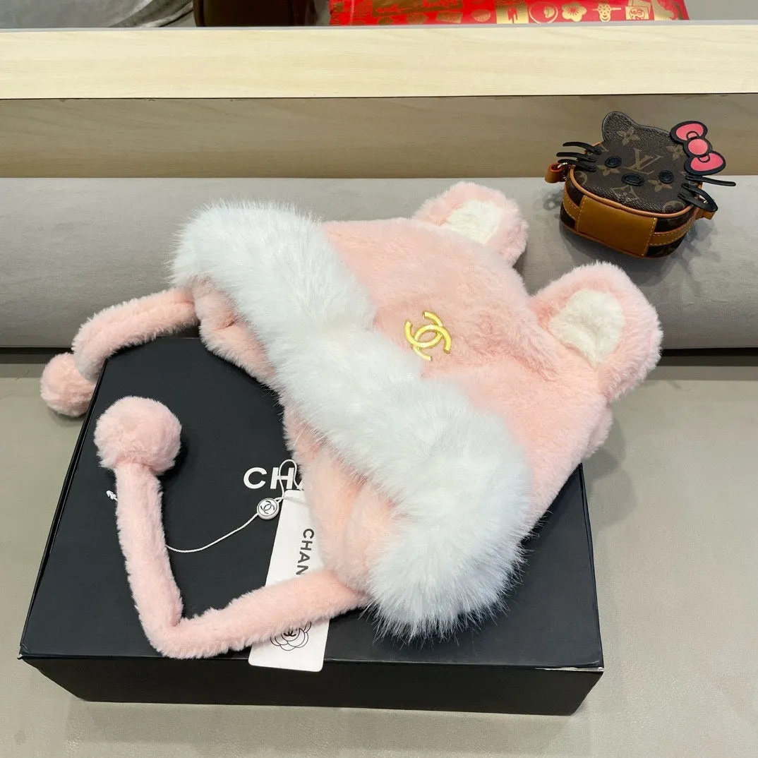 Beanie Hat In Light Pink Lamb Fur 426239 view 2