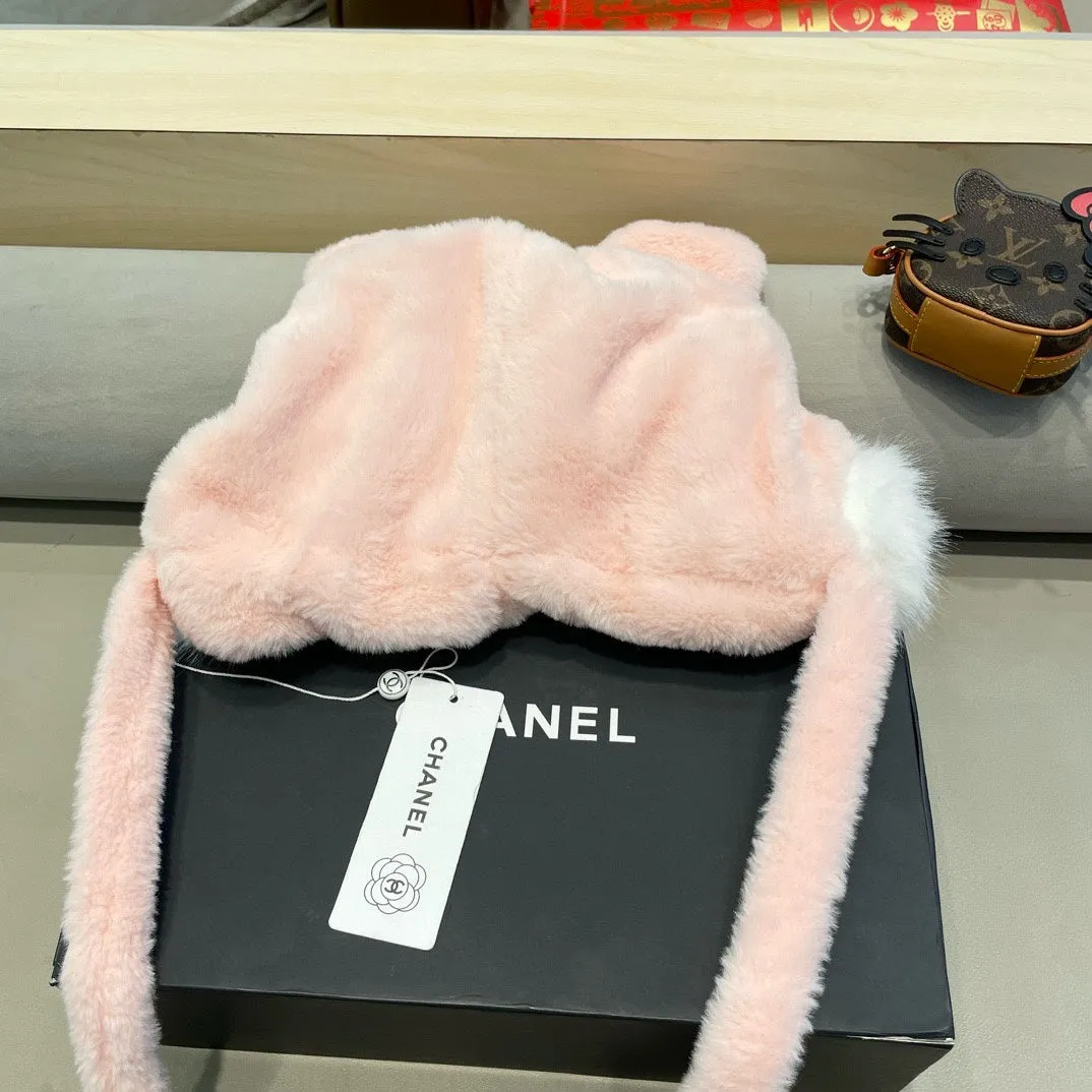 Beanie Hat In Light Pink Lamb Fur 426239 view 5