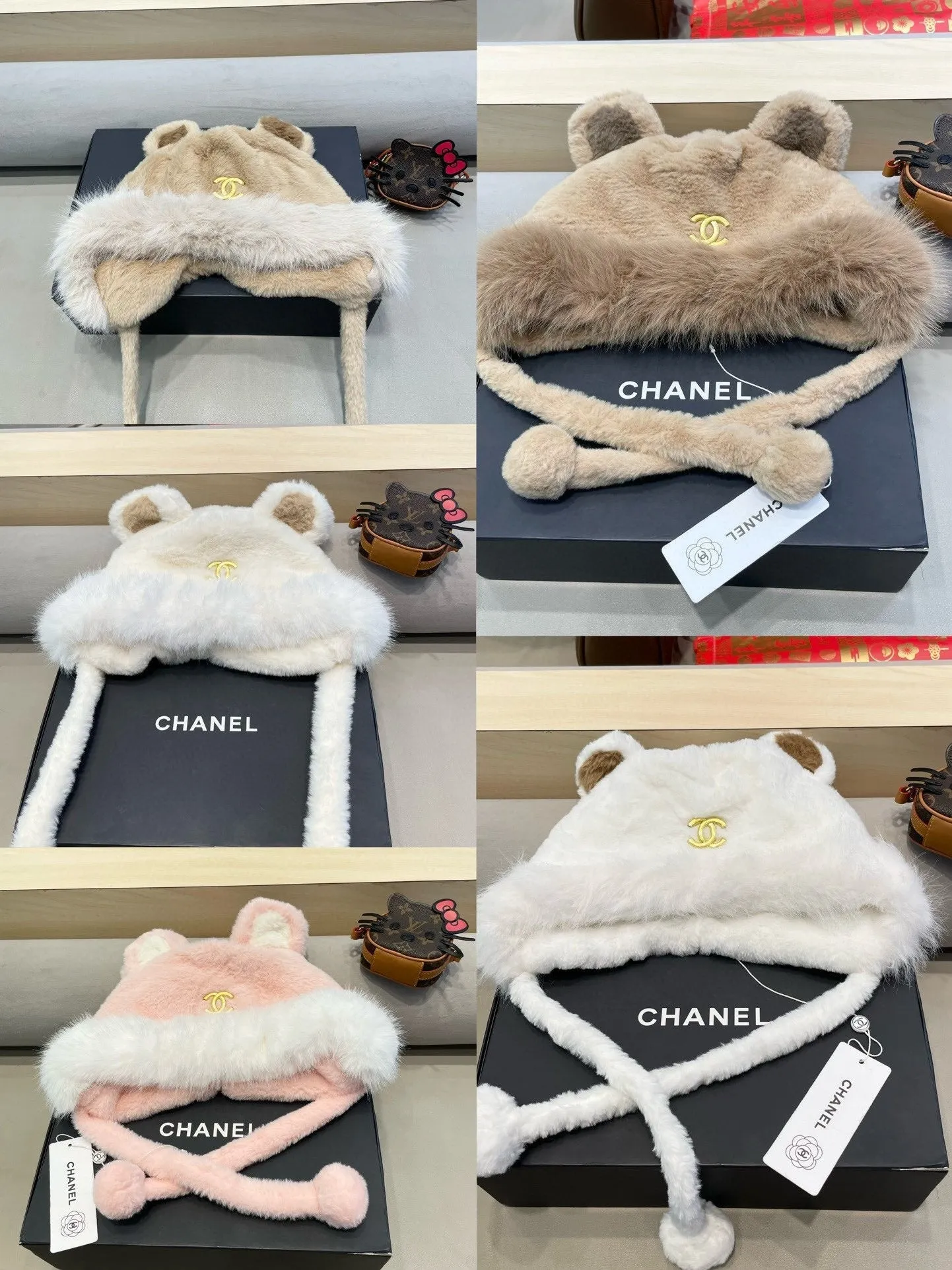 Beanie Hat In Light Pink Lamb Fur 426239 view 7