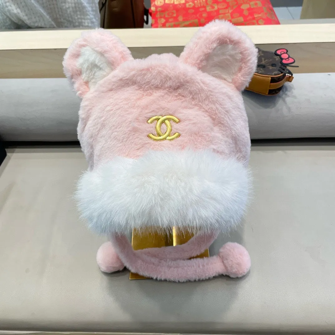 Beanie Hat In Light Pink Lamb Fur 426239 view 8