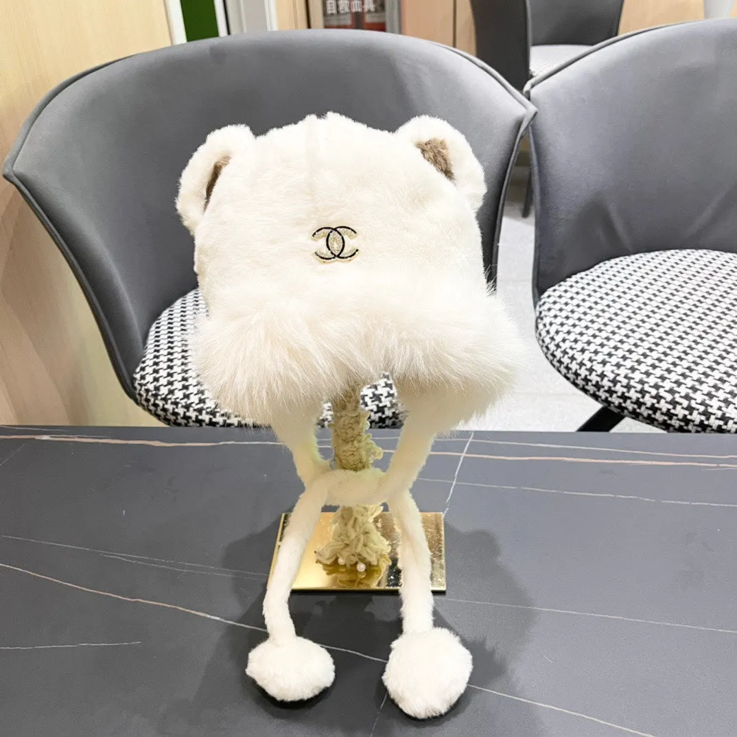 Beanie Hat In White Fleece And Wool 433166 view 3