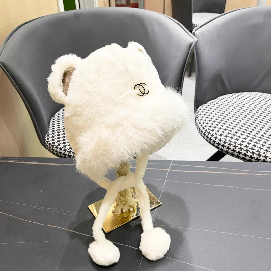 Beanie Hat In White Fleece And Wool 433166 view 4