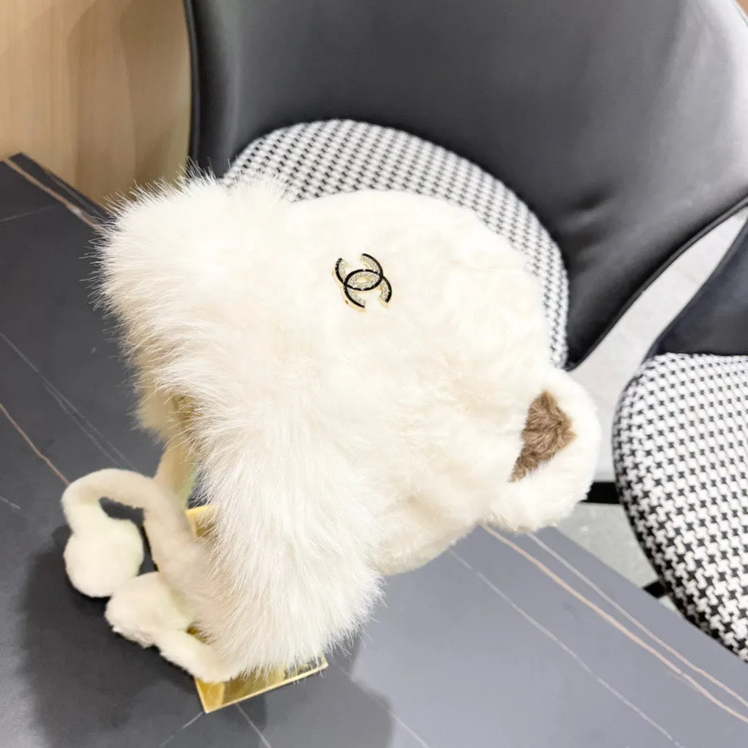 Beanie Hat In White Fleece And Wool 433166 view 5