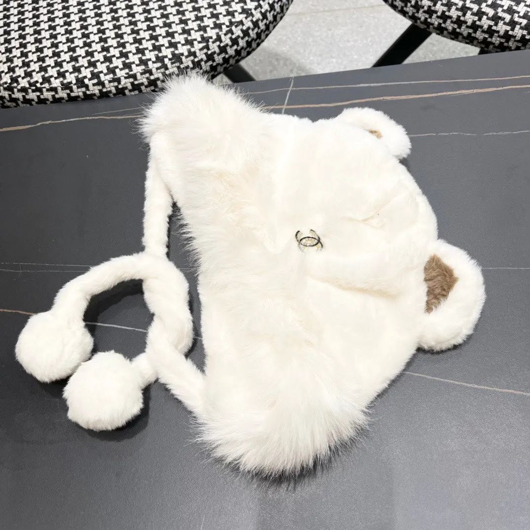 Beanie Hat In White Fleece And Wool 433166 view 6