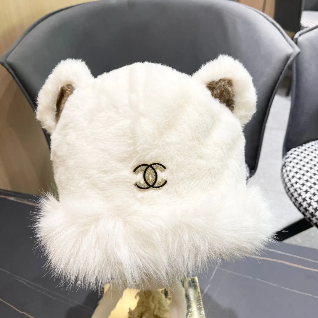 Beanie Hat In White Fleece And Wool 433166 view 8