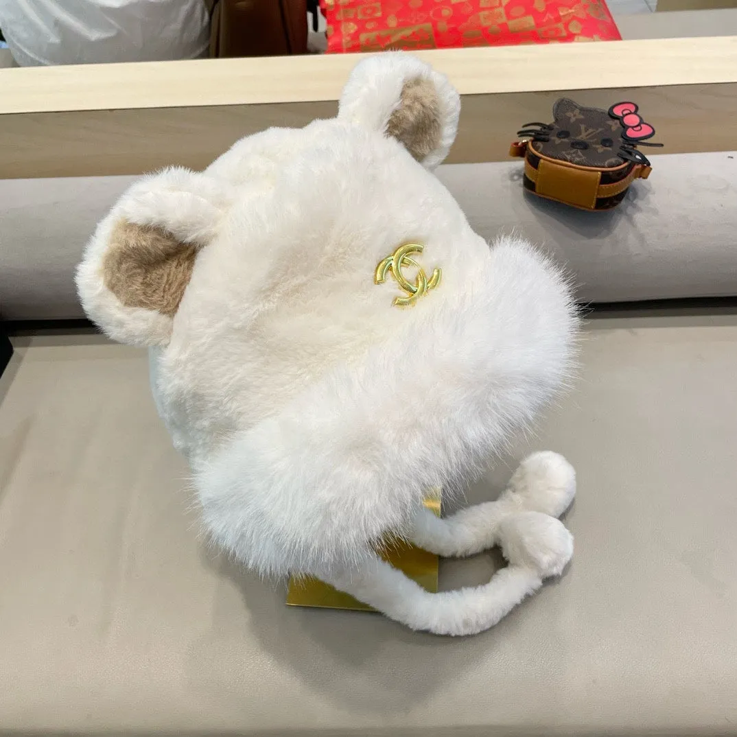 Beanie Hat In White Lamb Fur 426240 view 3