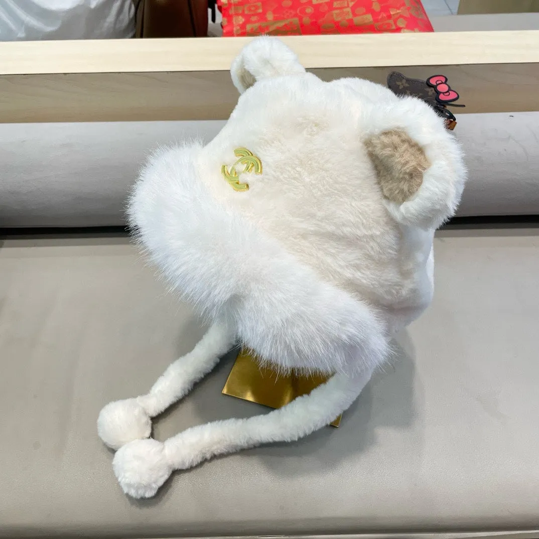 Beanie Hat In White Lamb Fur 426240 view 4