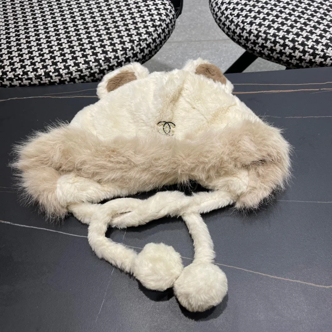 Beanie Hat In White Linen Fleece And Wool 433165 view 3