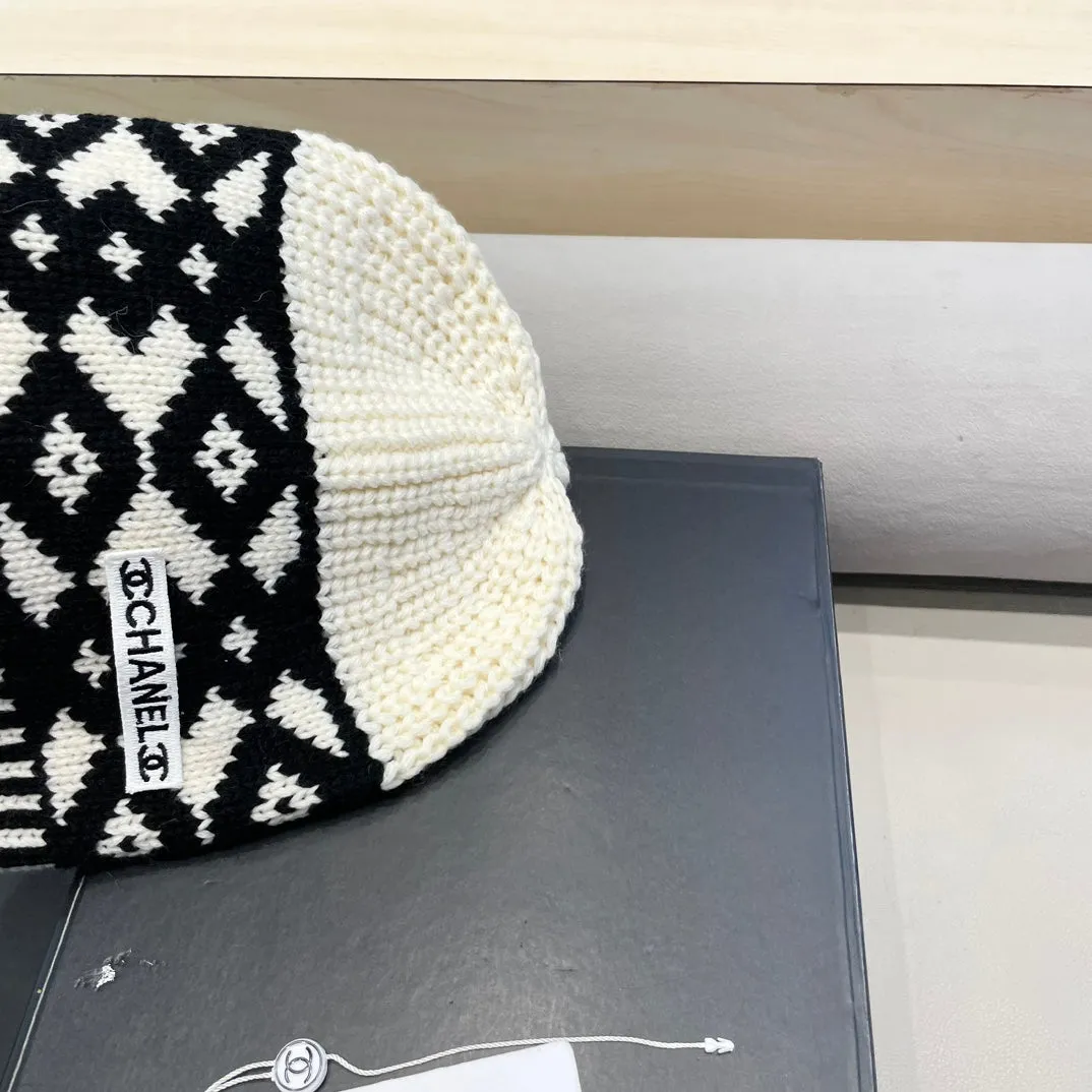 Beanie Hat In White Mix Black Wool 431697 view 8