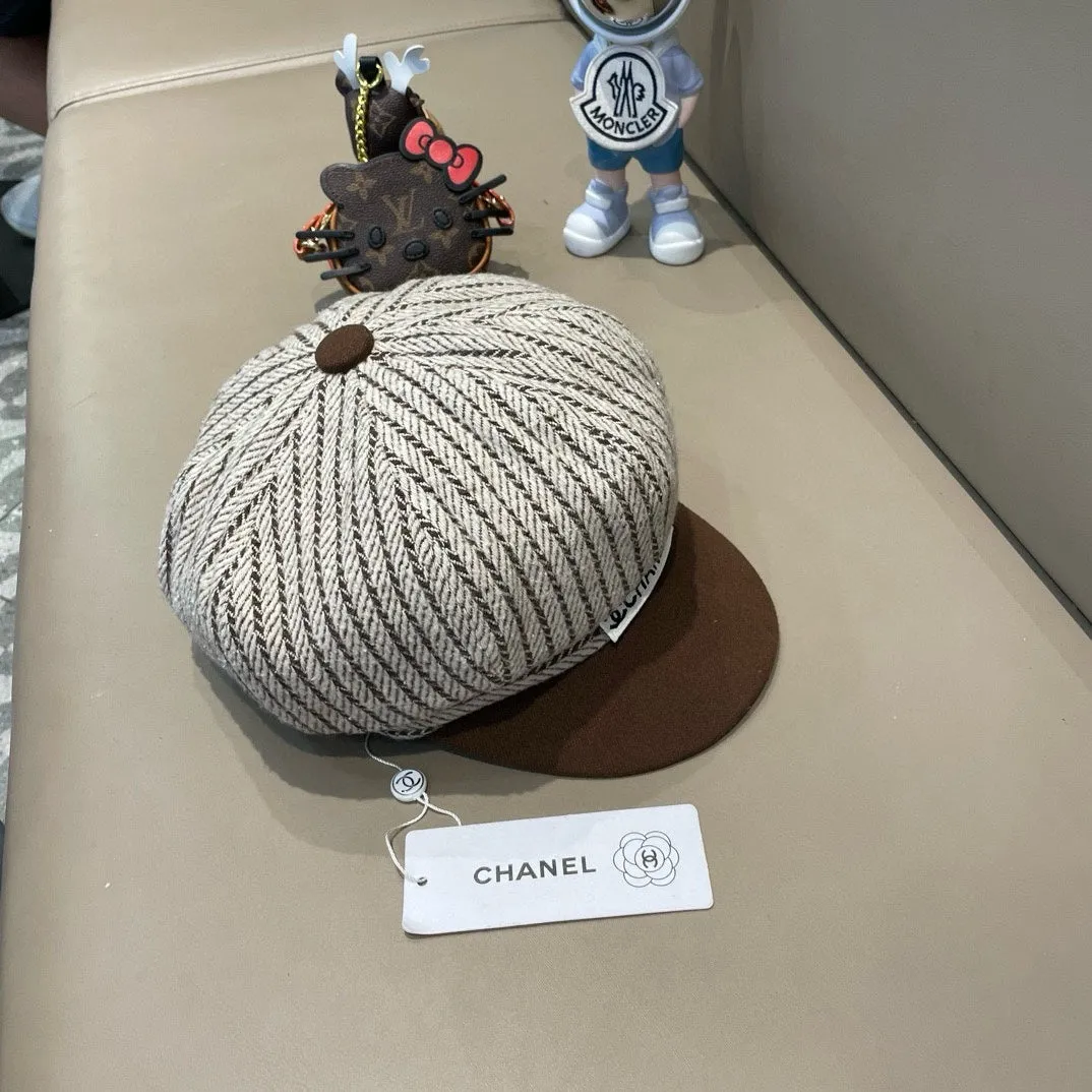 Beret Hat Chocolate Brown Mix White 422561 view 2