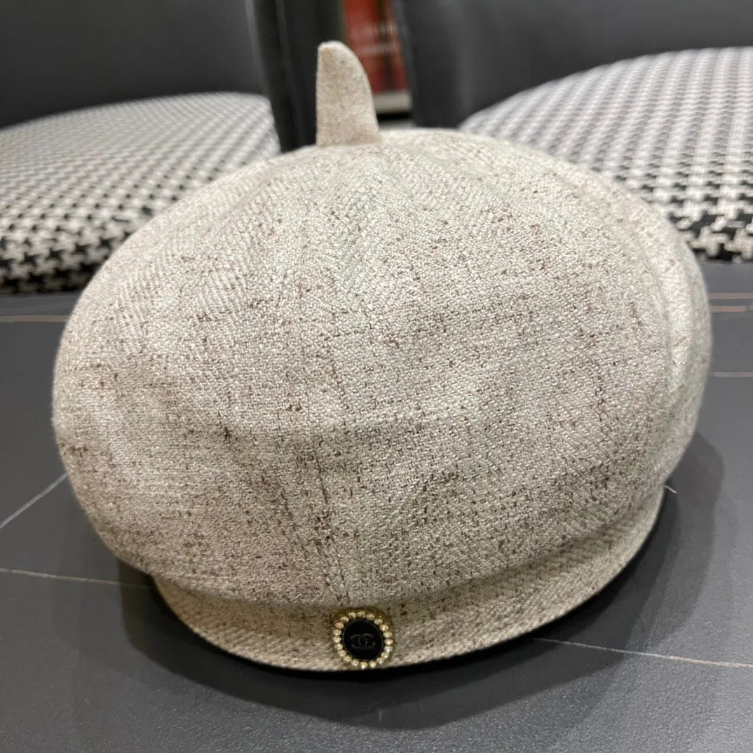 Beret Hat In Beige Fabric 420943 view 4