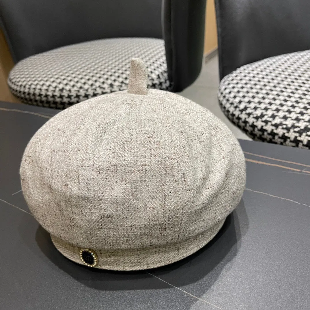 Beret Hat In Beige Fabric 420943 view 5