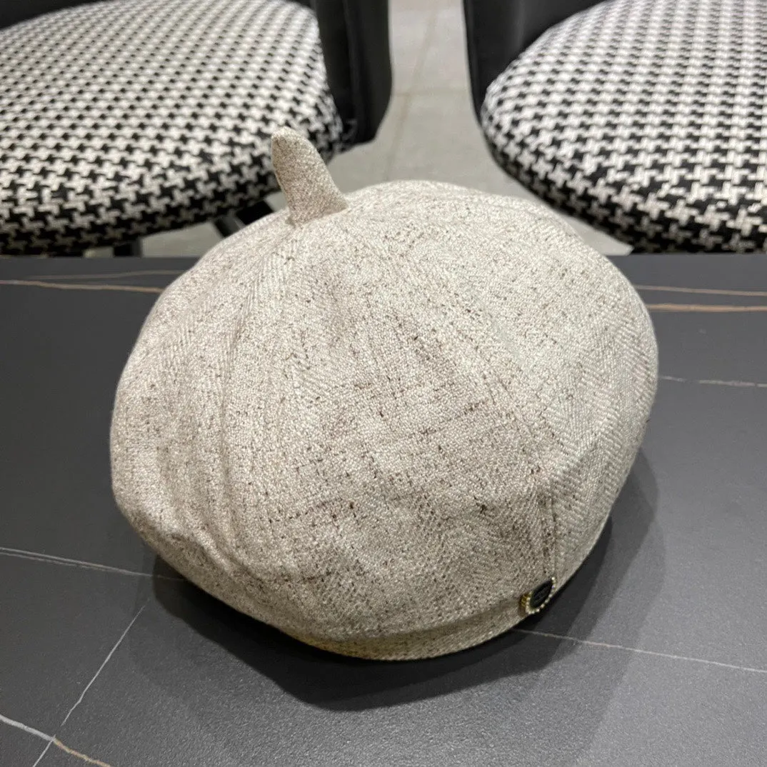Beret Hat In Beige Fabric 420943 view 8