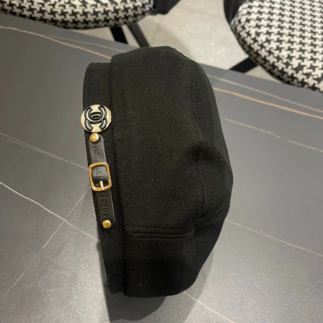 Beret Hat In Black Fabric 419385 view 7
