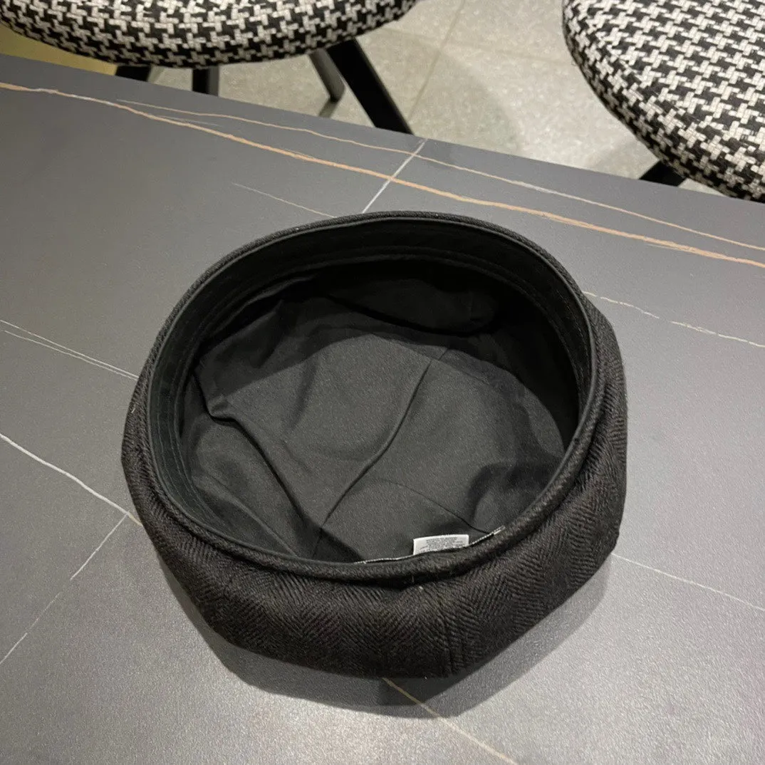 Beret Hat In Black Fabric 420941 - Main View