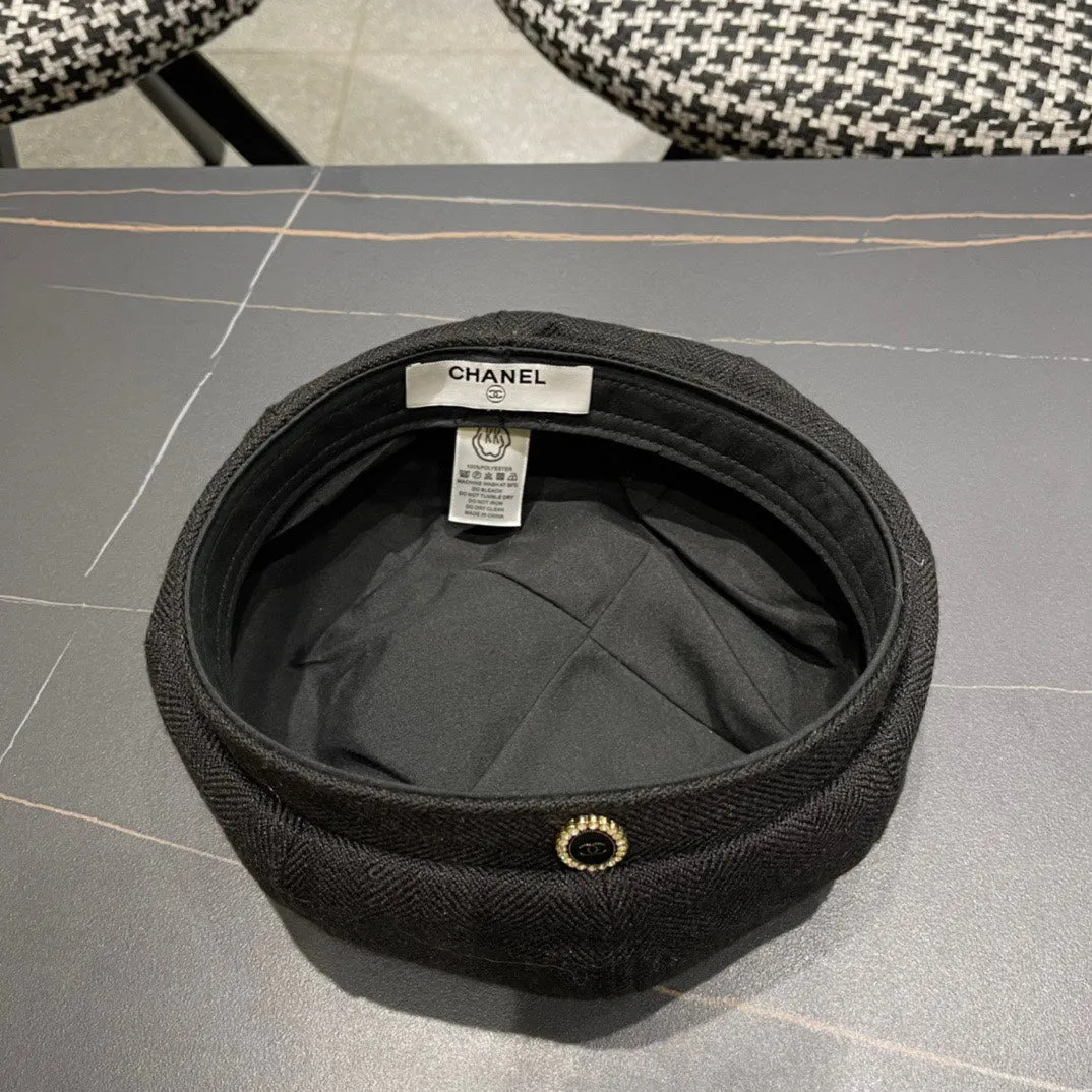 Beret Hat In Black Fabric 420941 view 2