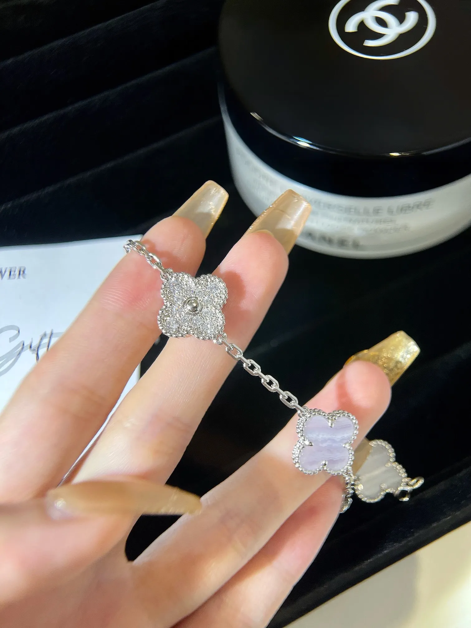 Amethyst Diamond Interlock Bracelet view 3