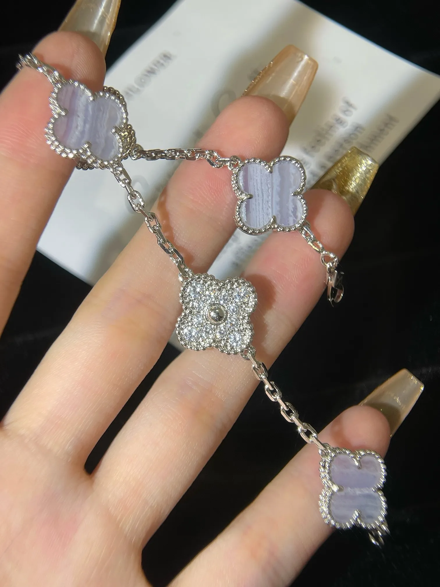Amethyst Diamond Interlock Bracelet view 4